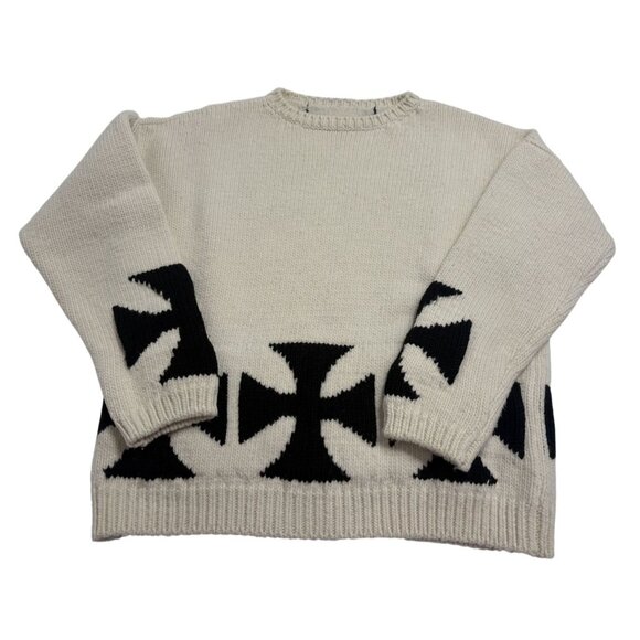 Enfants Riches Deprimes ERD “Apres Defile” Iron Cross Sweater in Cream - Picture 1 of 8